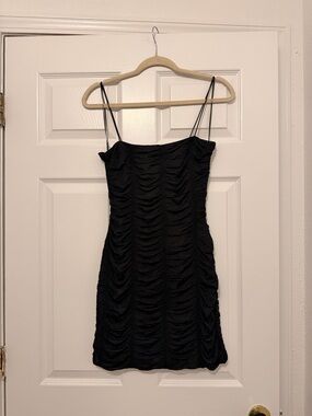 Windsor Black Ruched Spaghetti-Strap Mini Dress